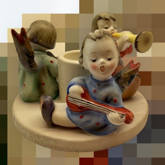 Hummel Figurine Herald Angels Candlestick Holder TMK2 Full Bee Goebel Germany - Picture 4 of 16